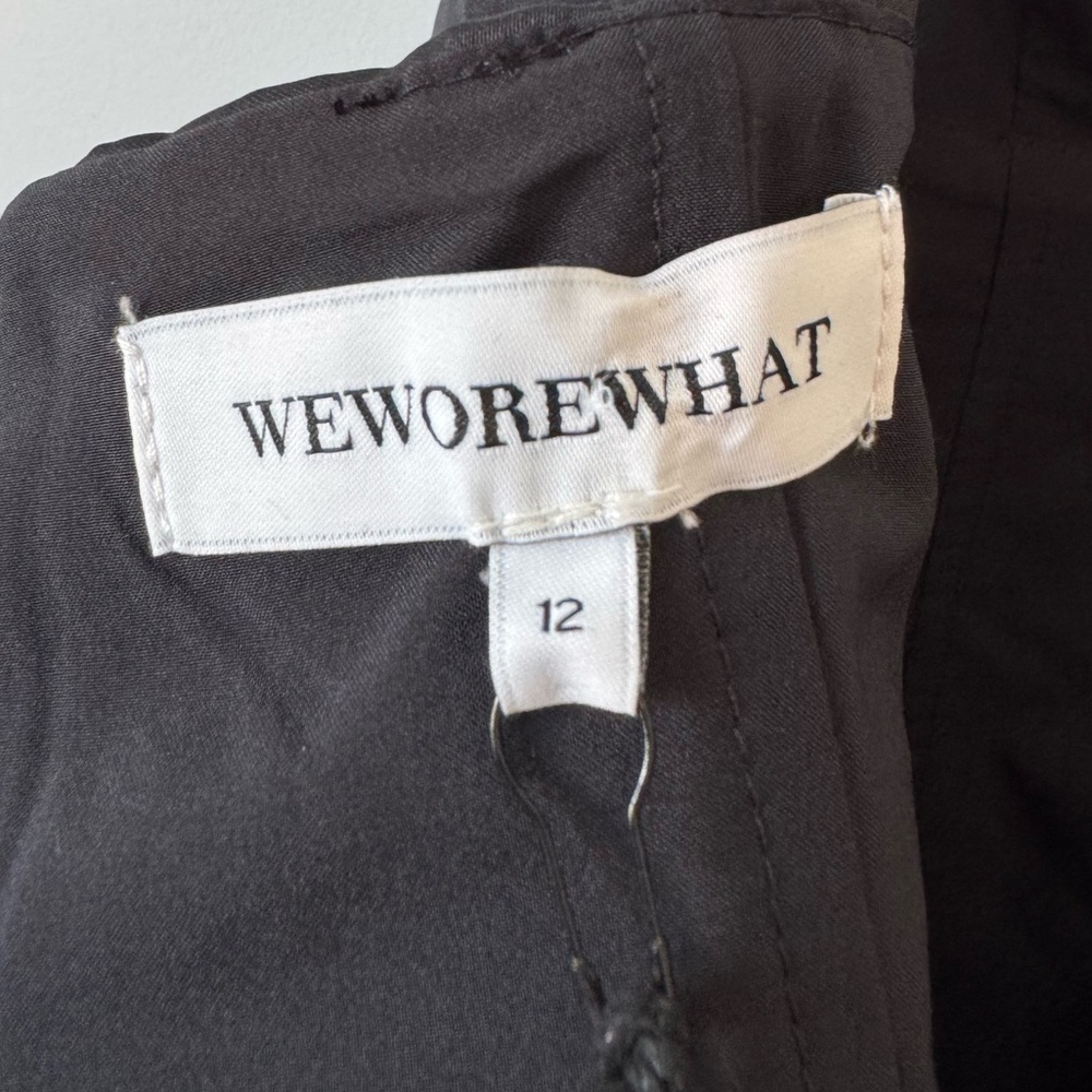 WeWoreWhat V-Neck Mini Dress in Duchess Satin Black - Size 12 - Picture 14 of 15